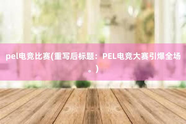 pel电竞比赛(重写后标题：PEL电竞大赛引爆全场。)