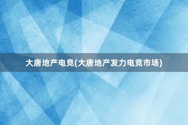 大唐地产电竞(大唐地产发力电竞市场)