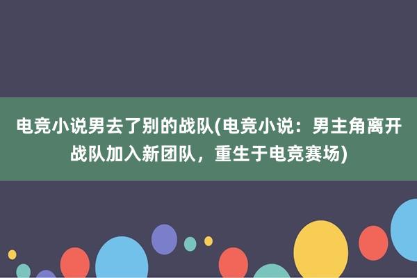 电竞小说男去了别的战队(电竞小说：男主角离开战队加入新团队，重生于电竞赛场)