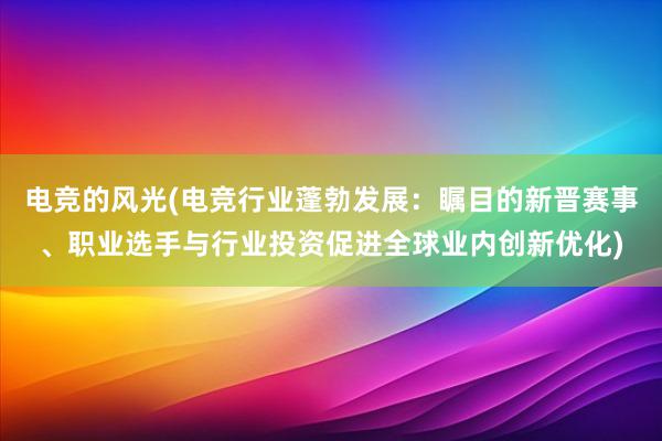 电竞的风光(电竞行业蓬勃发展：瞩目的新晋赛事、职业选手与行业投资促进全球业内创新优化)