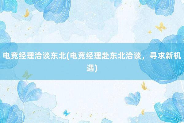 电竞经理洽谈东北(电竞经理赴东北洽谈，寻求新机遇)