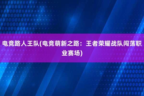 电竞路人王队(电竞萌新之路：王者荣耀战队闯荡职业赛场)