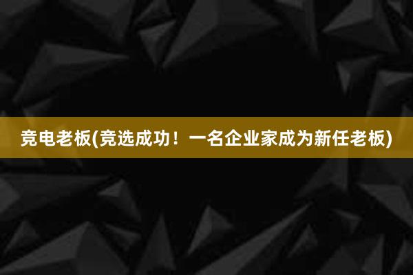 竞电老板(竞选成功！一名企业家成为新任老板)