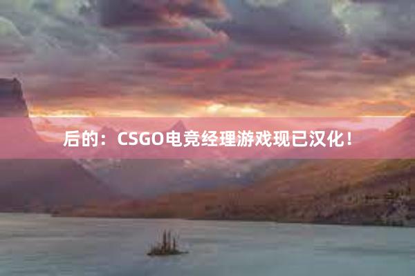 后的：CSGO电竞经理游戏现已汉化！