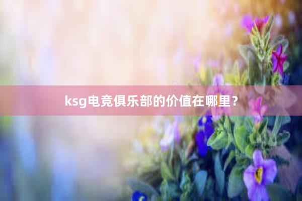 ksg电竞俱乐部的价值在哪里？