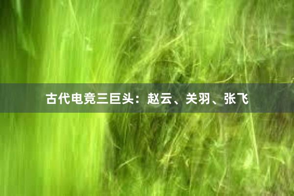 古代电竞三巨头：赵云、关羽、张飞