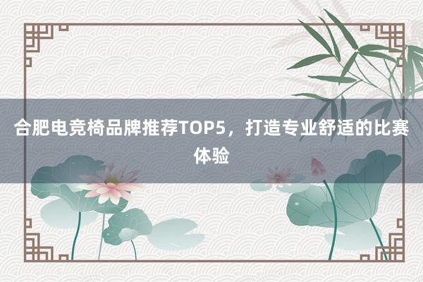 合肥电竞椅品牌推荐TOP5，打造专业舒适的比赛体验