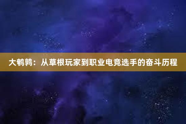 大鹌鹑：从草根玩家到职业电竞选手的奋斗历程