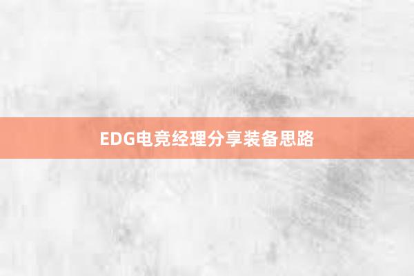 EDG电竞经理分享装备思路