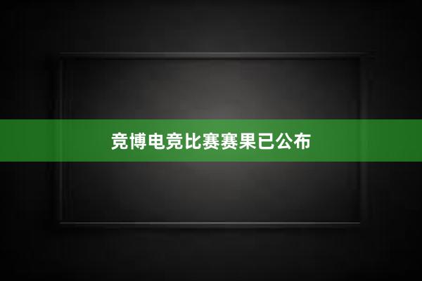 竞博电竞比赛赛果已公布