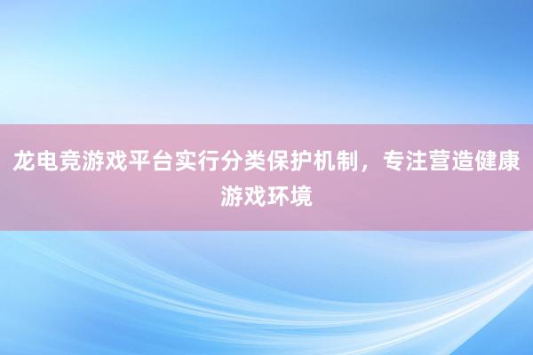 龙电竞游戏平台实行分类保护机制，专注营造健康游戏环境