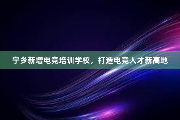 宁乡新增电竞培训学校，打造电竞人才新高地